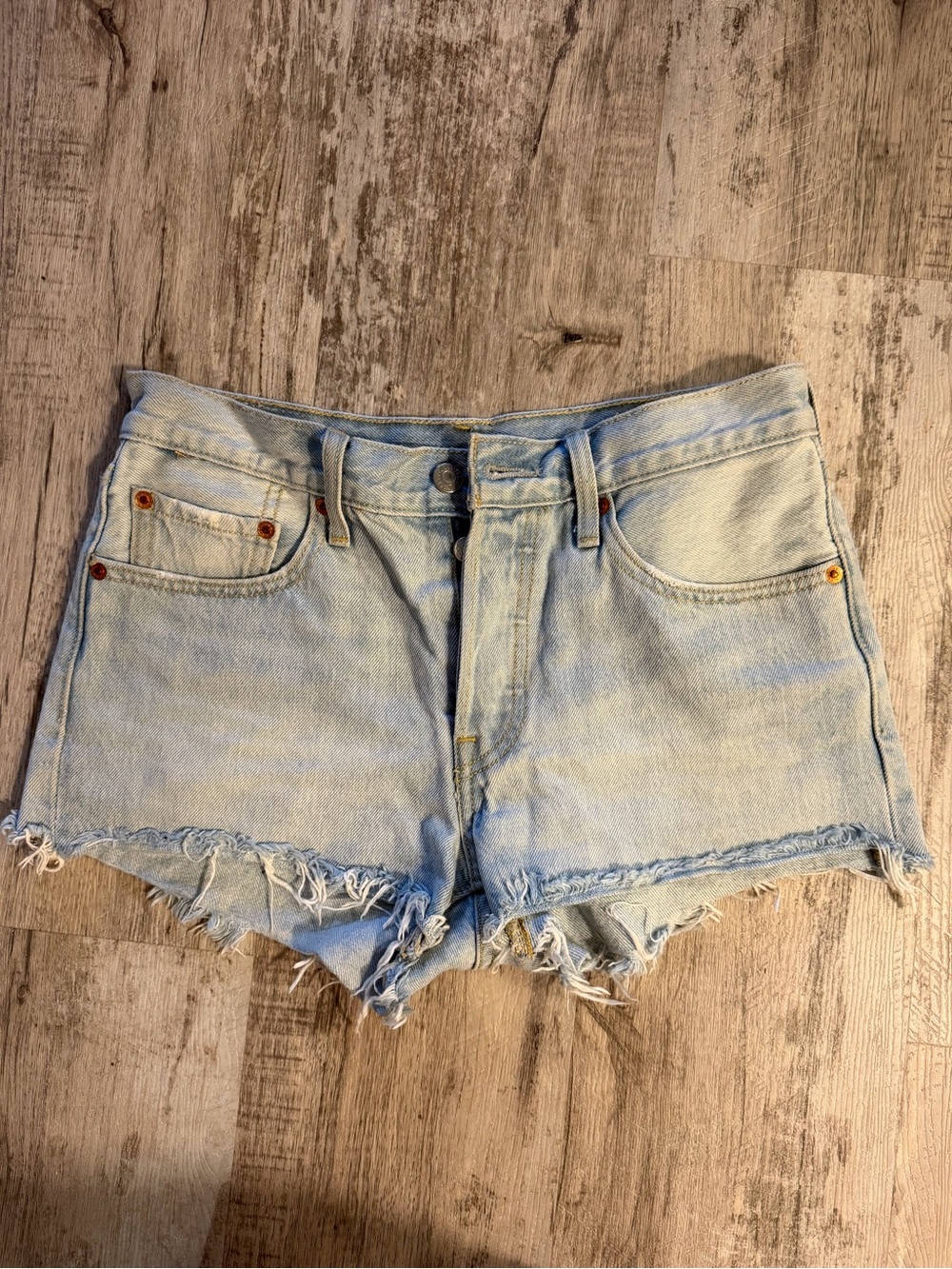 Levi's Light Blue Distressed Cutoff Denim Shorts - Women